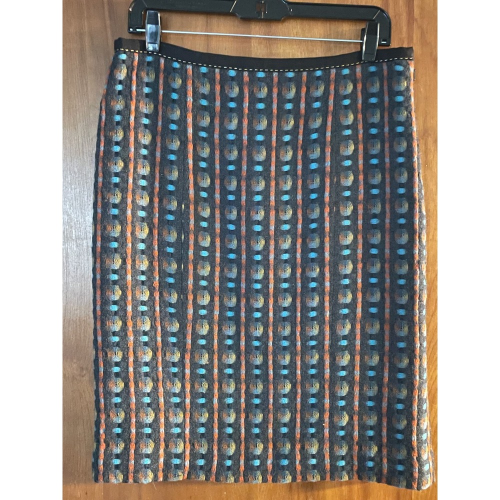 Y2K Etcetera Textured Wool Windowpane Plaid Pencil Skirt Size 10 Retro Chic
